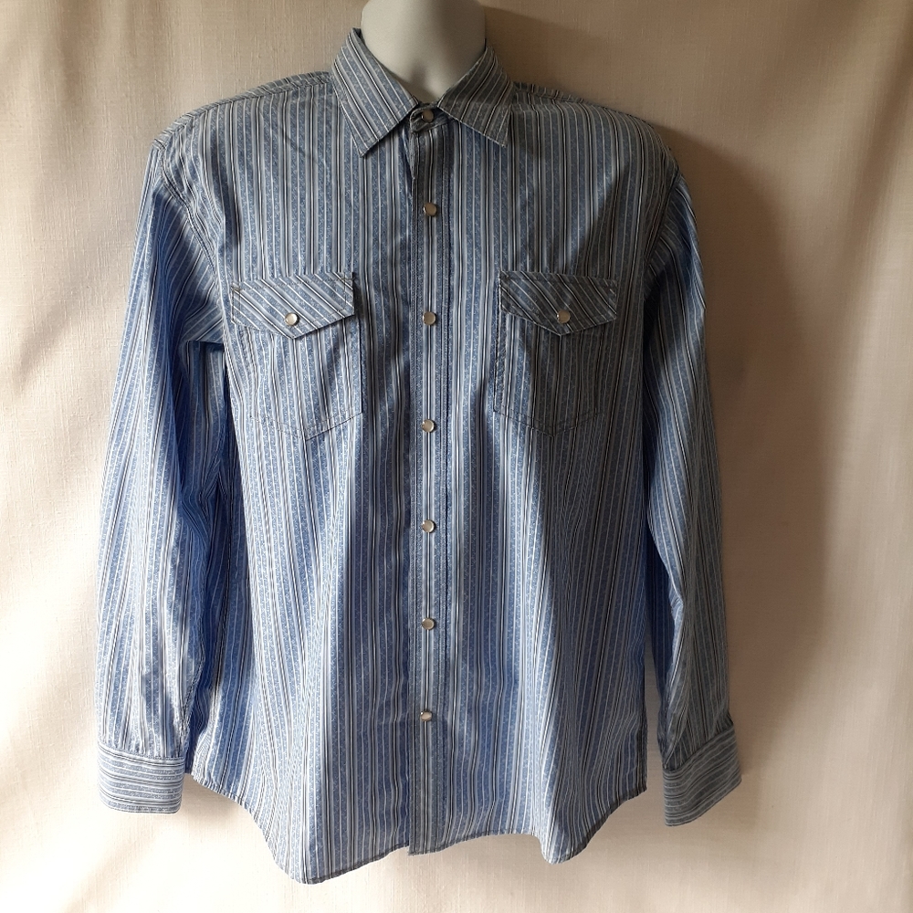 Age of wisdom long sleeve pearl snap button down